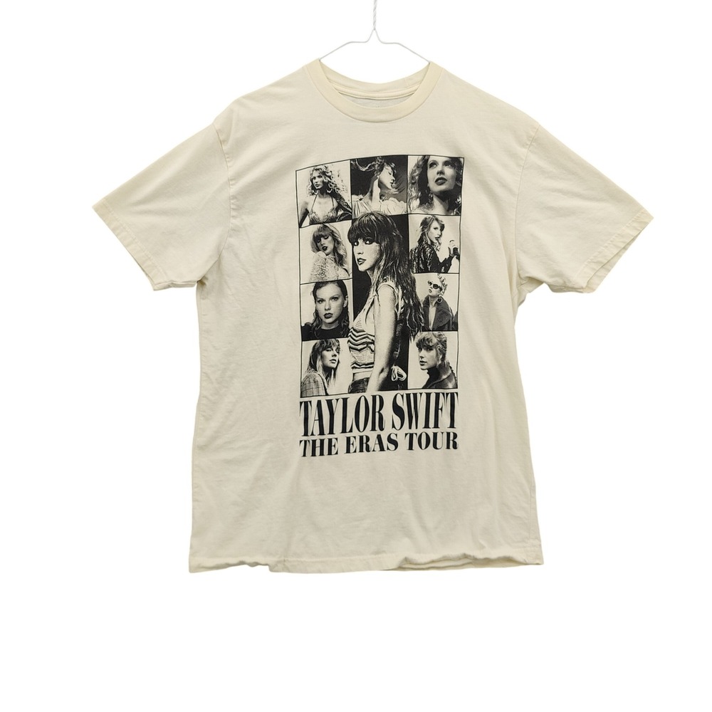 Taylor Swift Women Eras Tour Concert Tee L Cream Graphic T-Shirt 2023 Merch